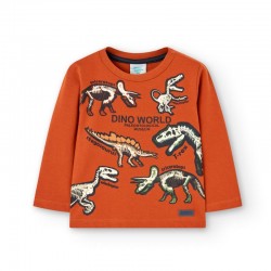 Camiseta marrón Dinosaurios para bebé-niño